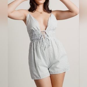 GYPSY & GOLD Sage Striped Romper Small